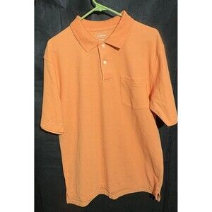 LL Bean Polo Golf Shirt Men’s M Tall Orange Short-Sleeve Cotton Traditional Fit